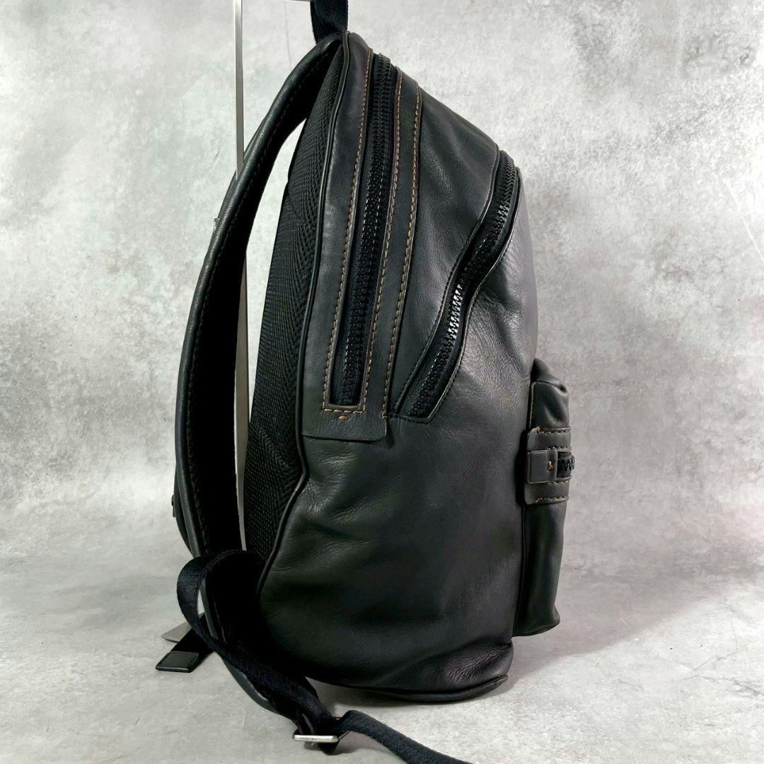 美品 コーチ アカデミー 2室 バックパック ビジネスバッグ A4可 レザー 黒