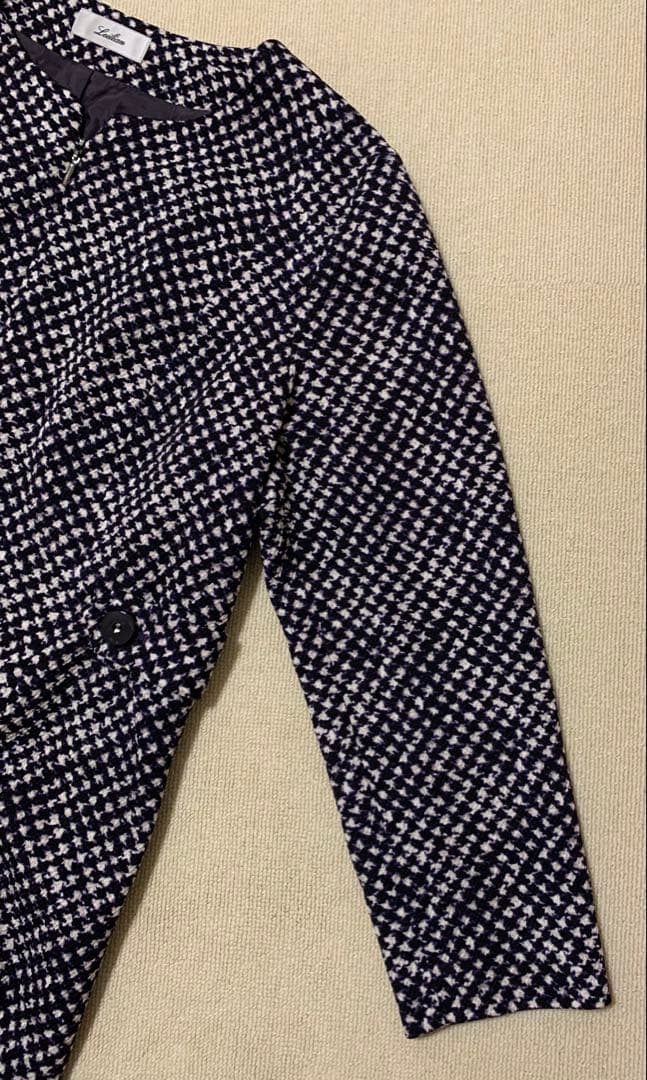 レリアン　千鳥格子プリント　Aラインフレアワンピース　13号　美品　現行タグ