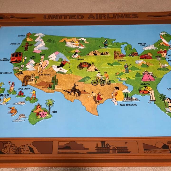 ユナイテッドエアライン メネフネ Hawaii ハワイ 地図 ビンテージ 特大