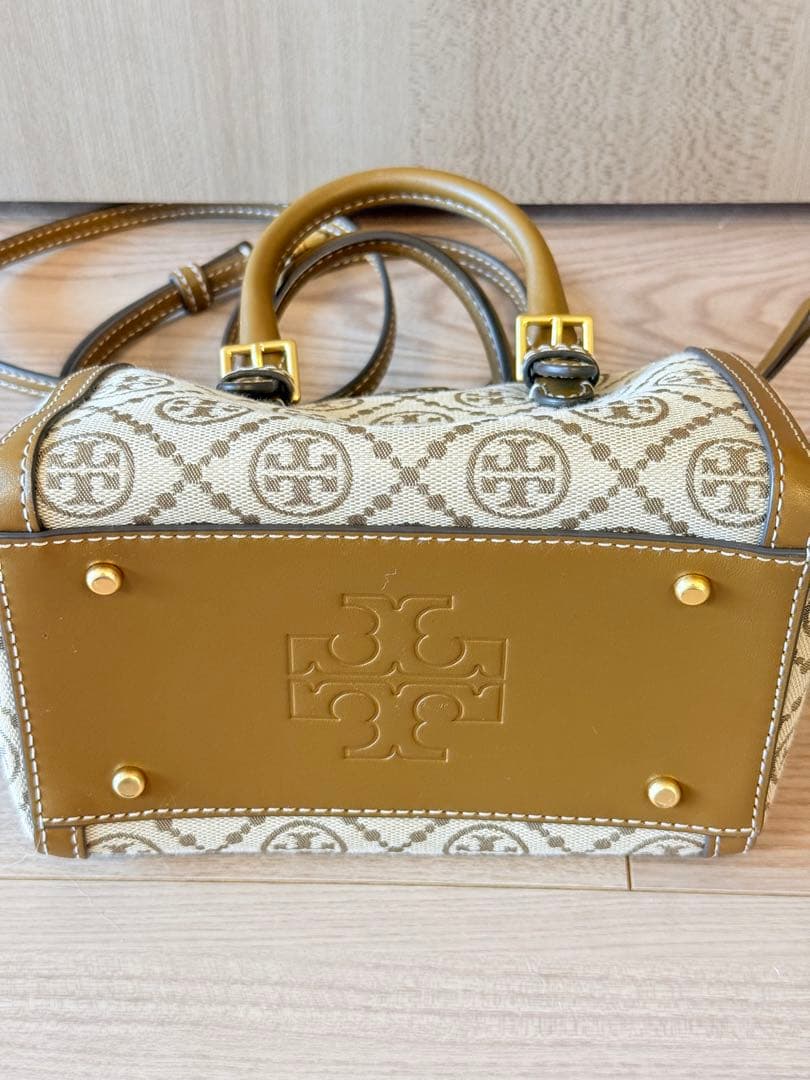 トリーバーチモノグラム キャンバス ミニ バレル 2WAYボストン