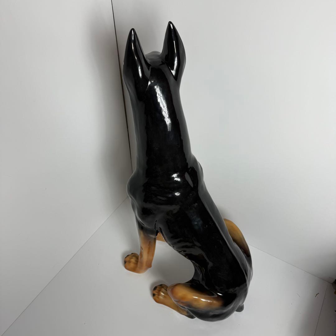 大型　ドーベルマン オブジェ　 置物 犬 陶器　ビンテージ　成犬