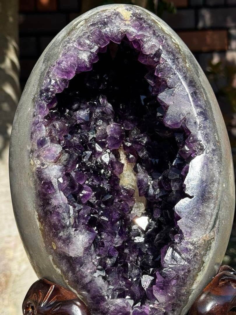 【一点物】ウルグアイ産 カルサイト共生アメジストエッグ