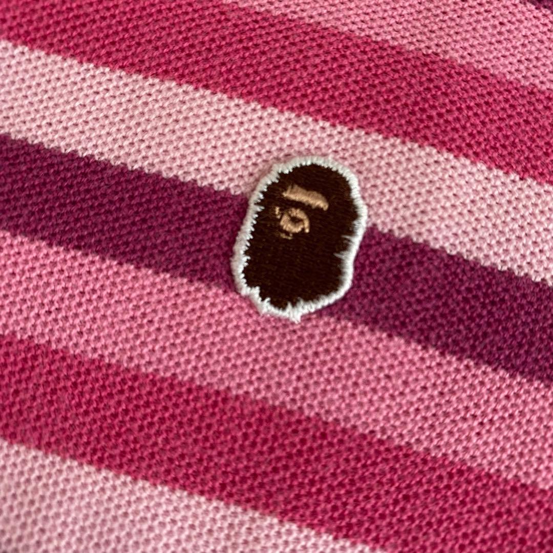 初期 BAPE 00s ボーダー ポロシャツ a bathing ape L