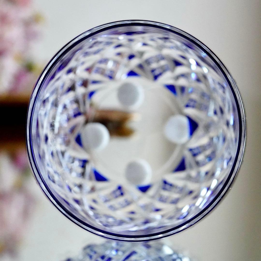 美品★希少オールドバカラBACCARAT コルベール ブルー色被せ 小物入れ A