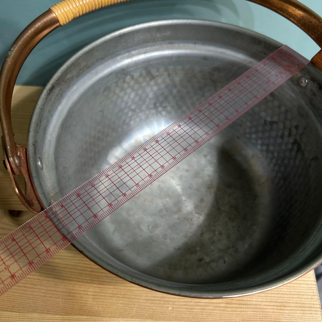 銅鍋　純銅　直径22㎝　木蓋・ツル付き