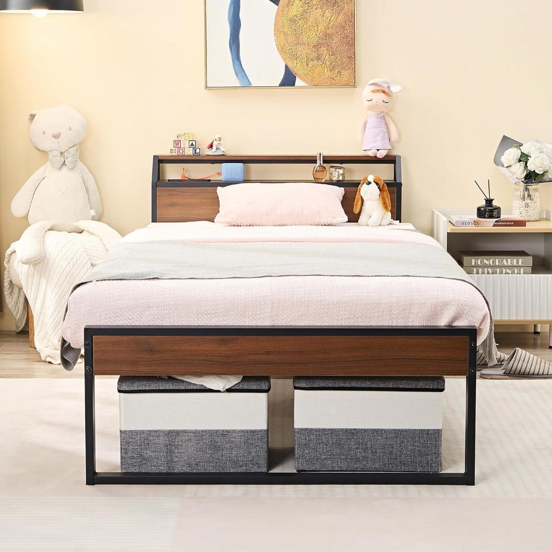 【R1355-130-35】ベッドフレーム シングル 2口コンセント USB充電