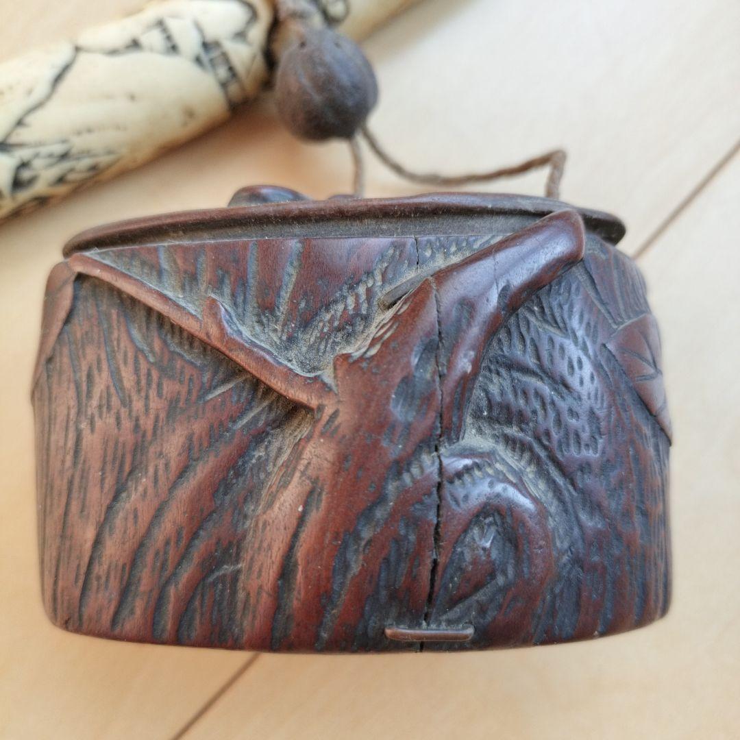 は*ま様 骨董品　古美術　アンティーク　キセル入れ　煙草入れ　 鹿角　彫刻　喫煙