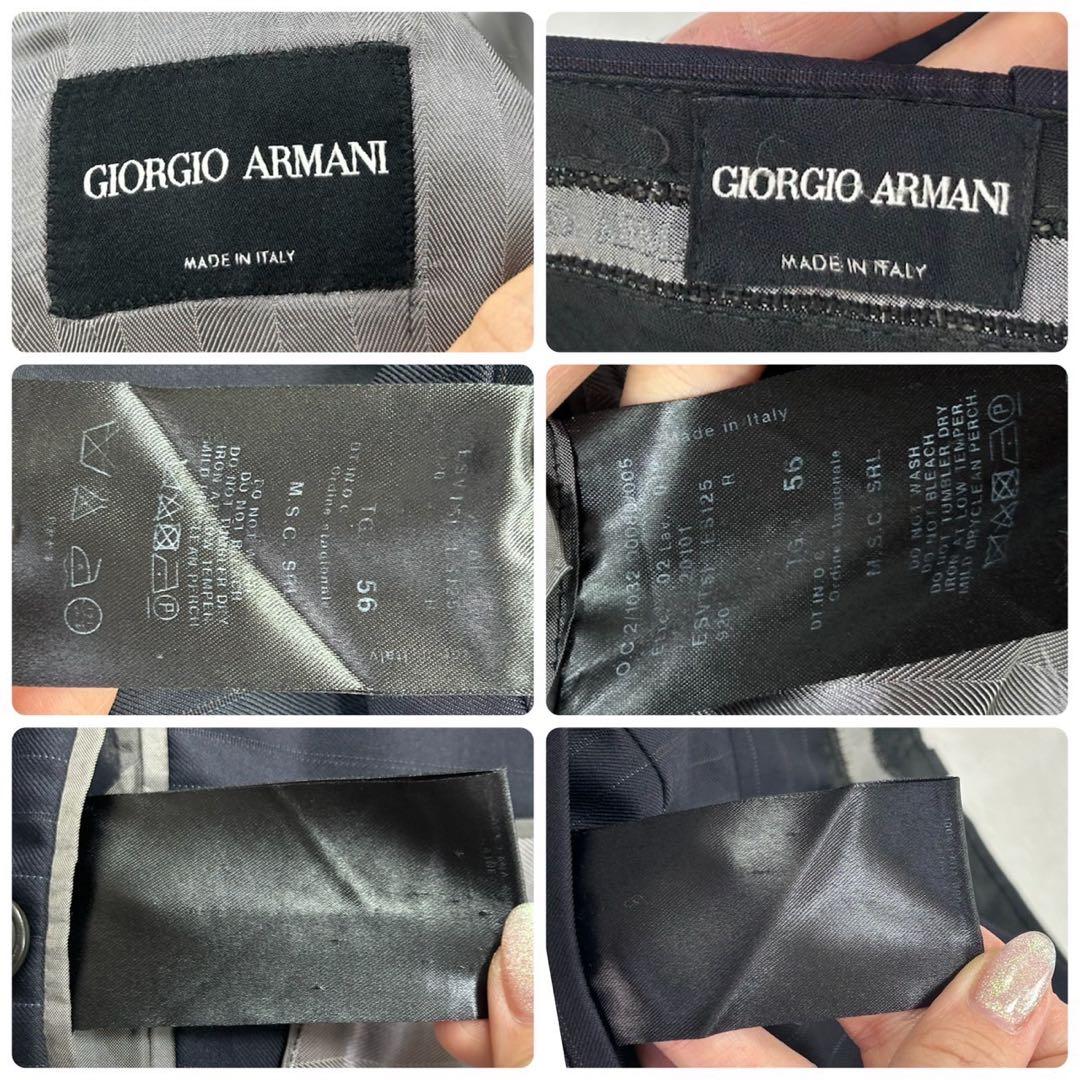 H69 3XL ジョルジオアルマーニ イタリア製 スーツ上下 ネイビー メンズ