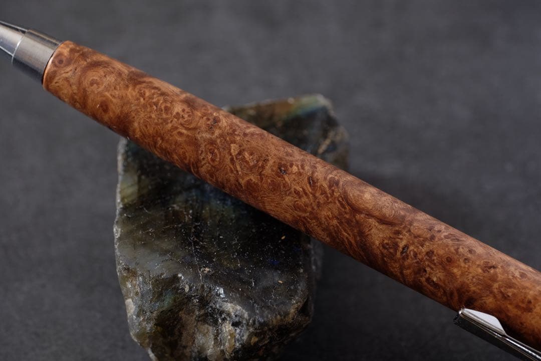 PG5木軸カスタム0223　高村杢工房 製図用シャープペンシル 花梨瘤紅白