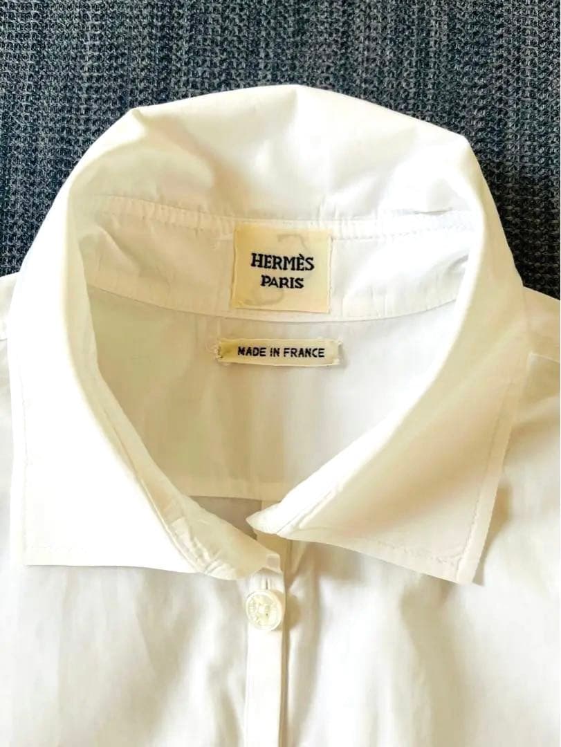 エルメスHERMES白ブラウスワンピース40サイズ美品クリーニング済み