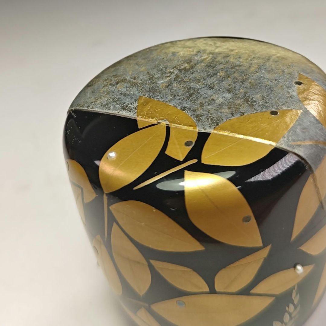 イ936 棗『本間舜華』『露　中棗　共箱』茶道具　漆塗　蒔絵