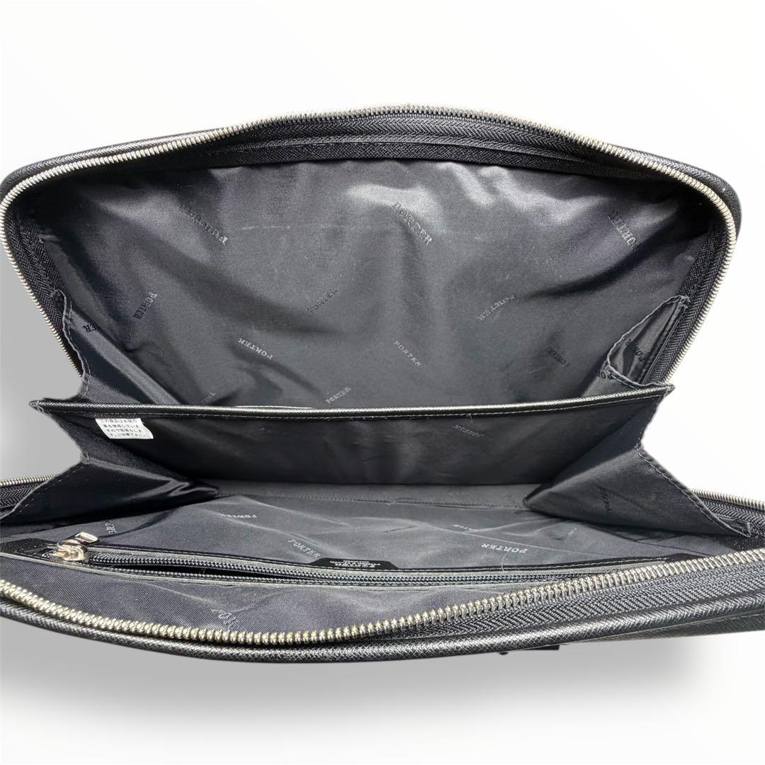 美品 PORTER アベニュー レザー ブリーフケース ビジネスバッグ ブラック