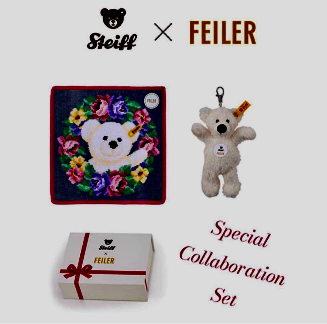 日本橋三越　FEILER　ハンカチ　steiff　テディベア　キーホルダー