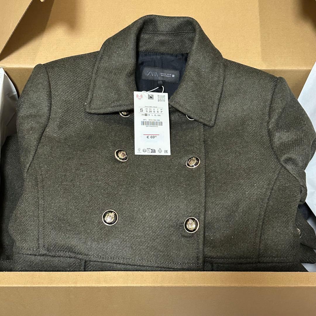 ZARA ウールダブルブレストコート Sサイズ 新品 カーキ