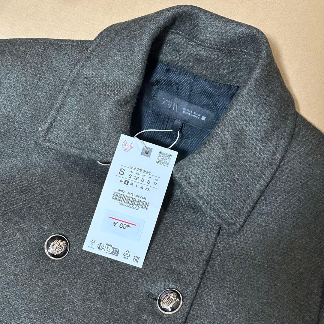 ZARA ウールダブルブレストコート Sサイズ 新品 カーキ