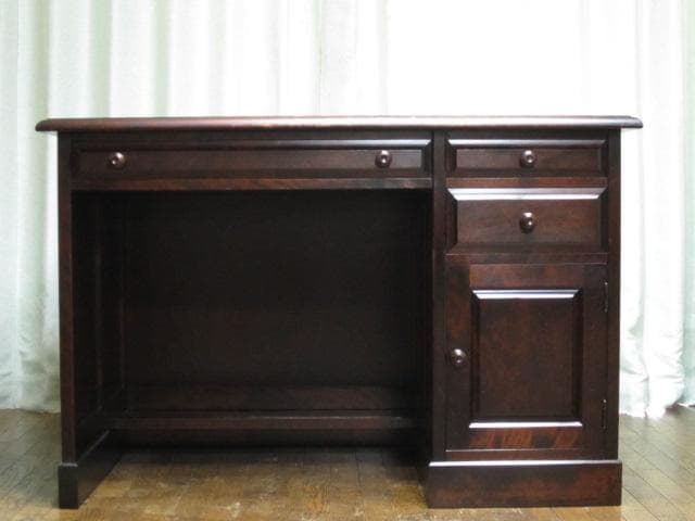 北海道民芸家具 樺 無垢材 片袖机 デスク 書斎机 北民 ホクミン 木製机