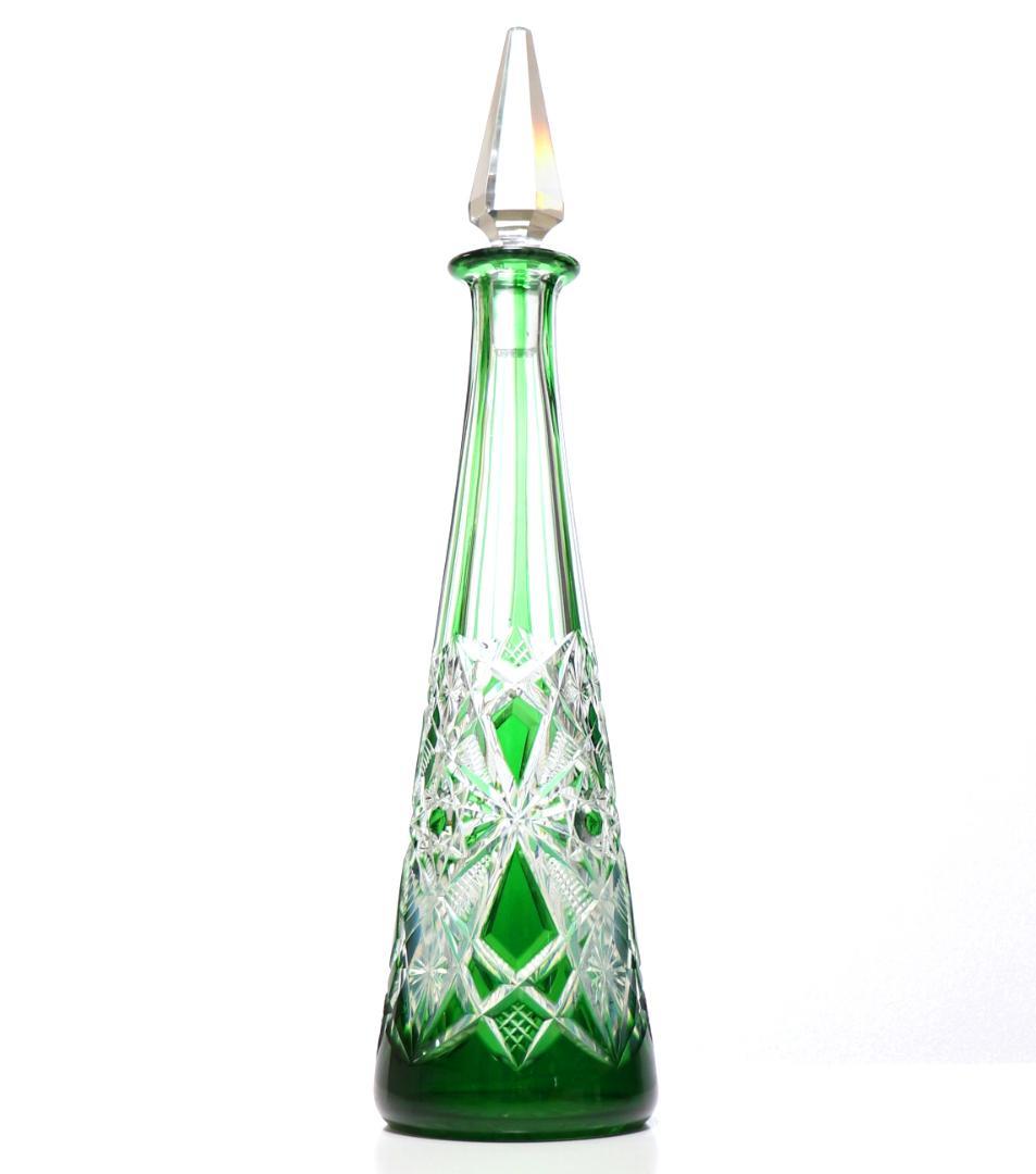 オールド・バカラ 最上級モデル ラグニー 緑色被せ 大型 カラフ アンティーク