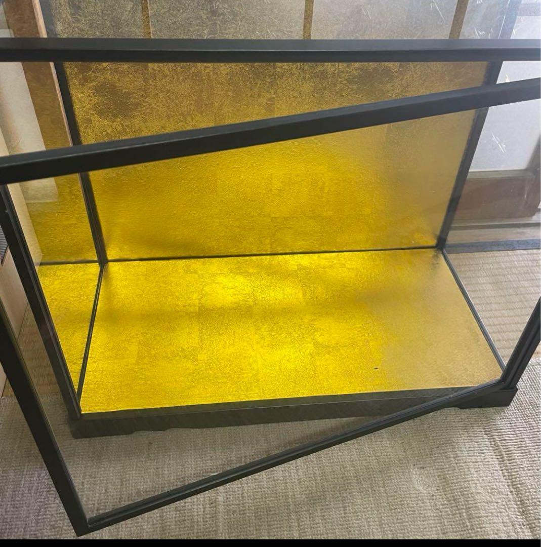 【新品未使用】ガラス製ディスプレイケース クリア　日本人形　金色