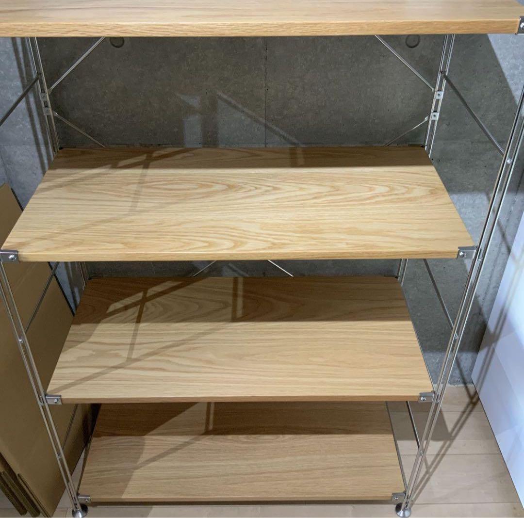 無印良品　ステンレスユニットシェルフ・オーク材棚セット・ワイド・大