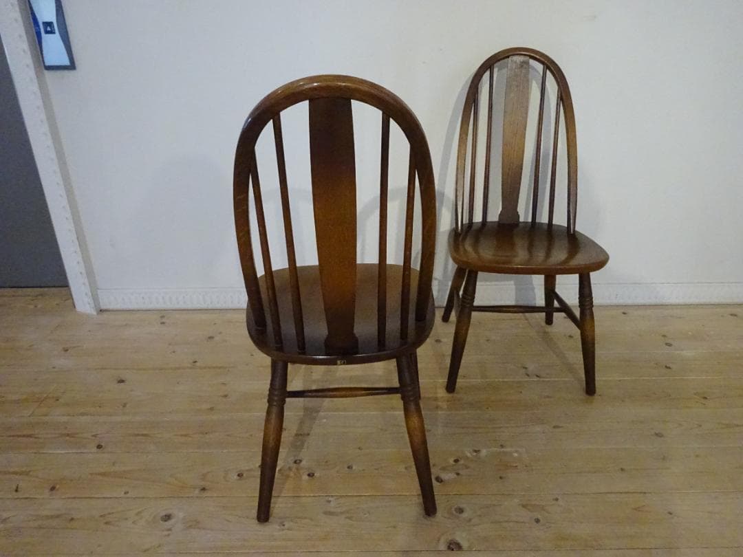 飛騨産業/キツツキ　ボウバック　ウィンザーチェア　2脚セット　オーク材　　①