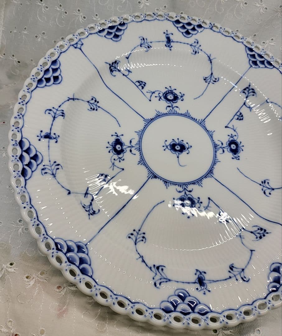 未使用✨ロイヤルコペンハーゲン ブルーフルテッド フルレース 大皿 プレート深皿