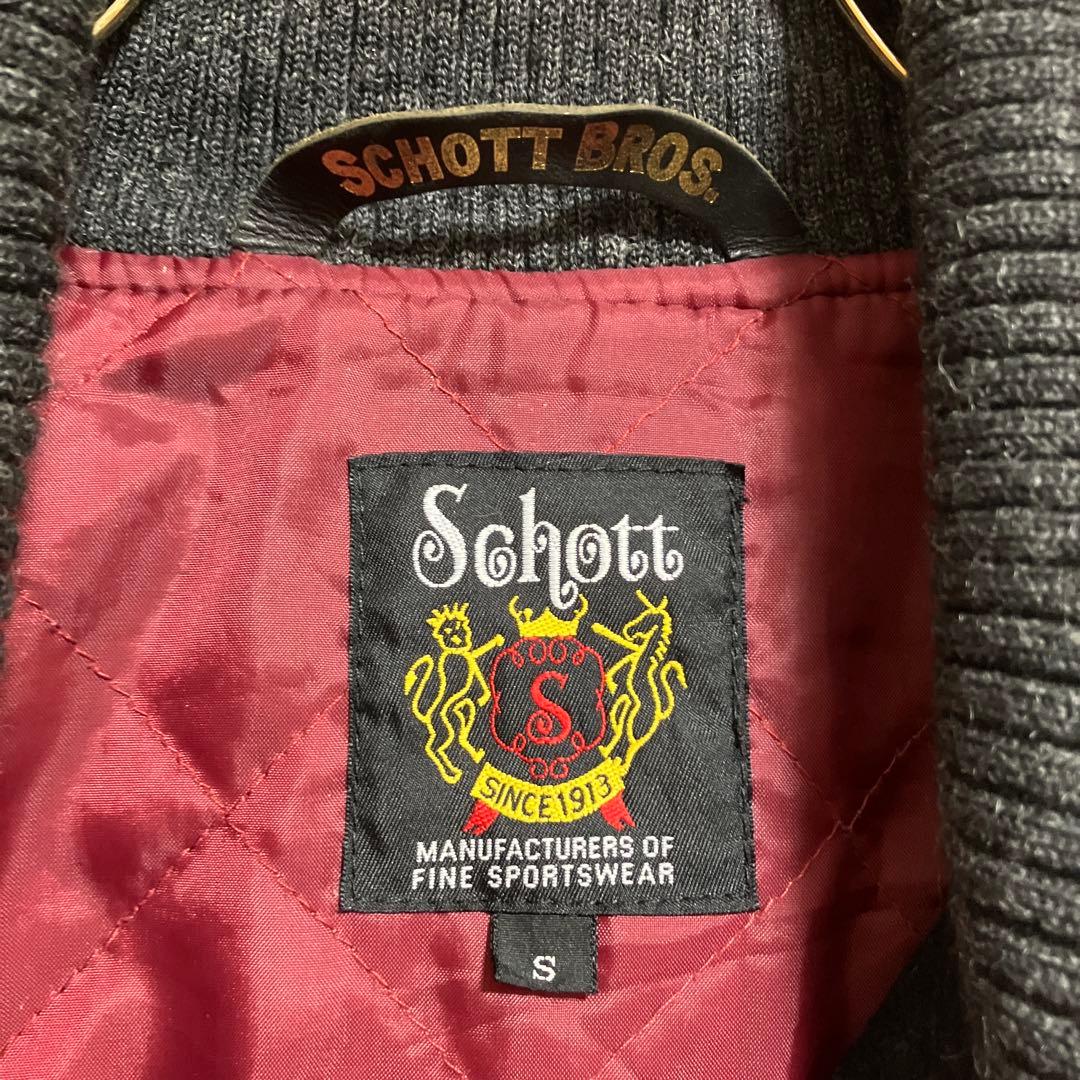 【ショット】スタジャン　ジャケット　ブルゾン　ヴィンテージ　ブラック　S