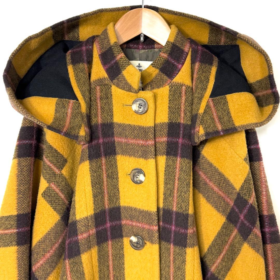 Vivienne Westwood 魔女フード チェック柄 ウール コート 38
