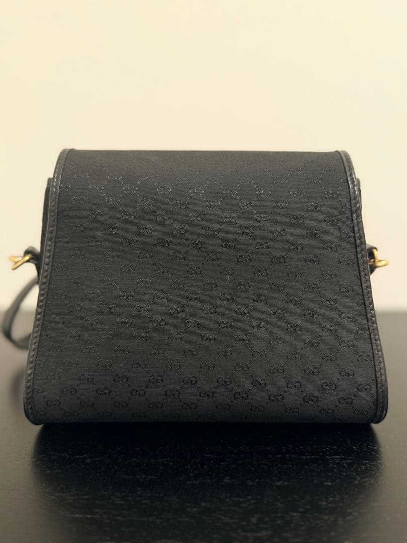 【中古】オールドグッチ GGキャンバス ターンロック 黒※内側難あり