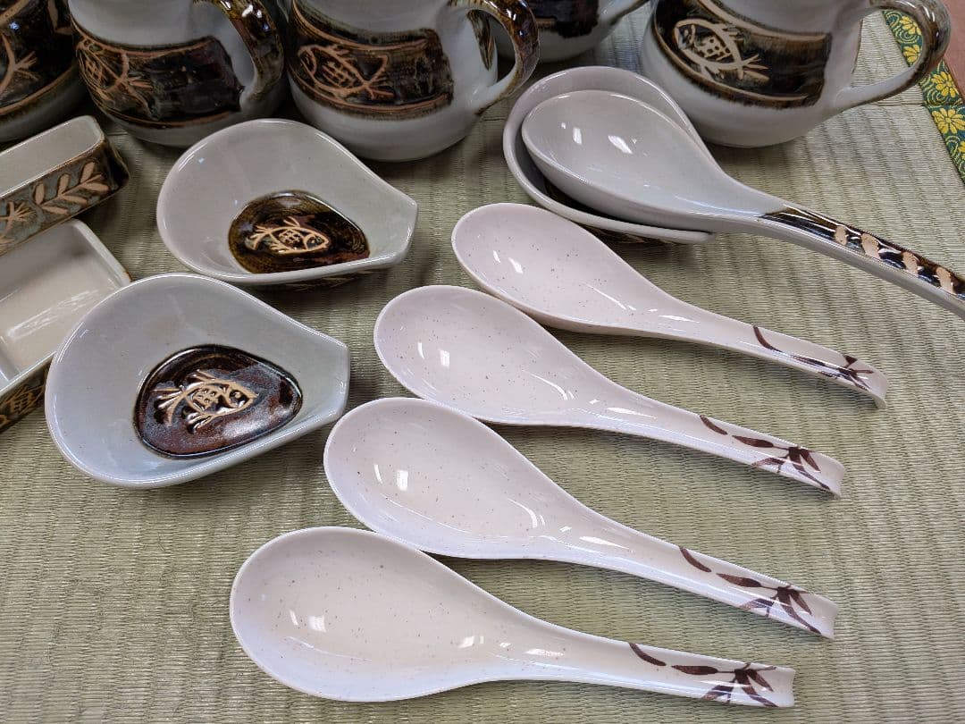 土鍋備品セット ガラ入れ(アク入れ) ぽん酢入れ 薬味入れ レンゲ+受け皿等
