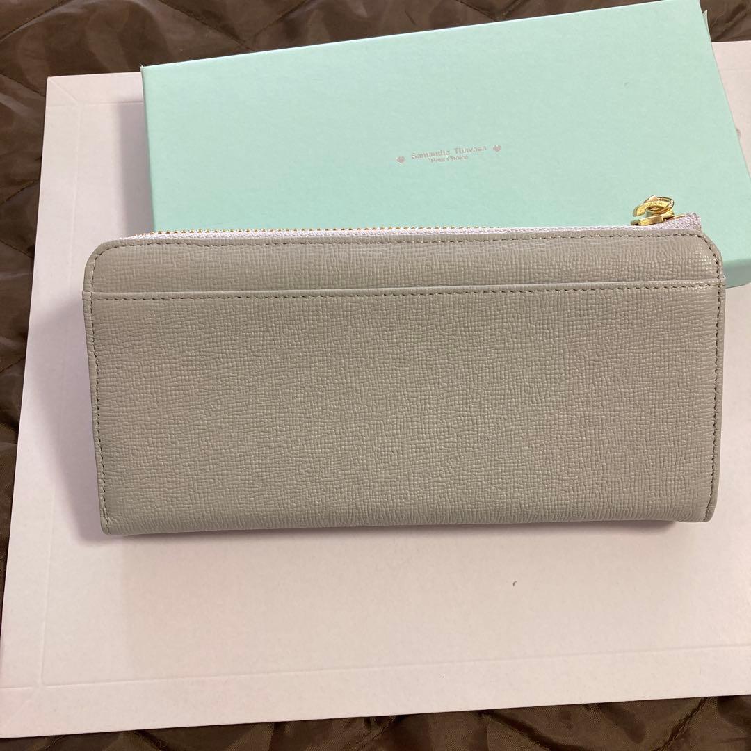 サマンサタバサ　新品 リボン　長財布 ブルー　ラウンドファスナー