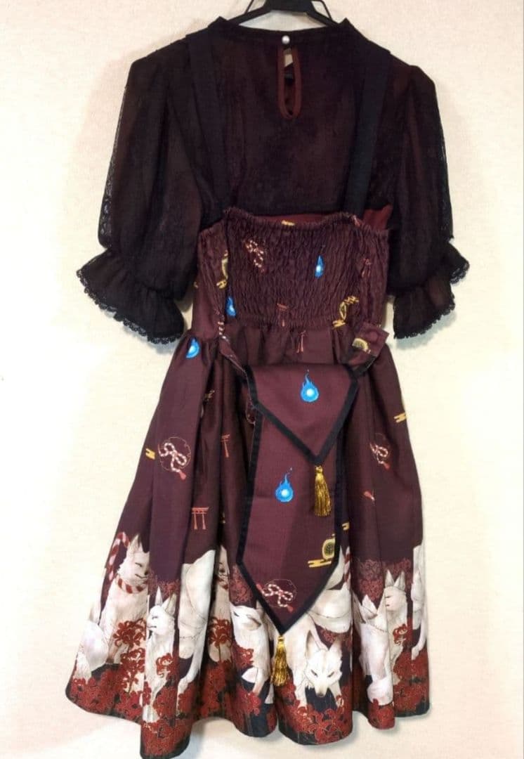 axes femme kawaii　彼岸の白狐会柄ジャンパースカートセット