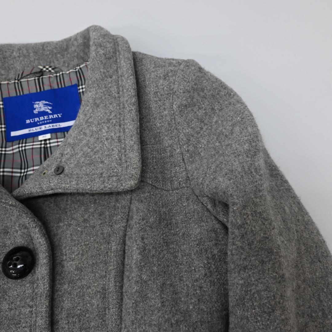 48528★冬 バーバリーブルーレーベル コート ノバチェック メルトン\"
