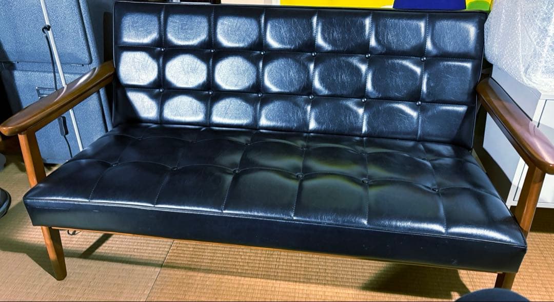美品【カリモク60 】Kチェア2シーター　2人掛けソファ　黒　ブラック