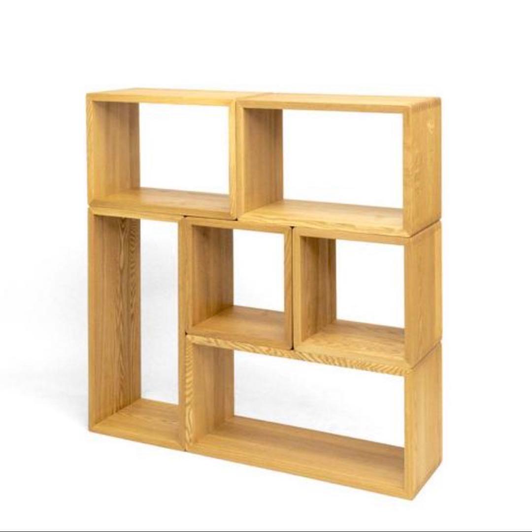 ◆美品・送料込◆まるい家具 つみかさねラック タモ 無垢 オープンラック 棚