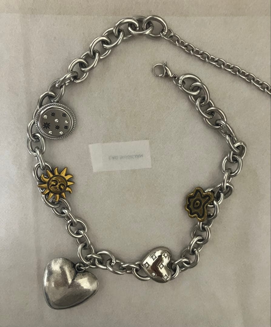 delivery 太めチェーンpunk ハート型 金属ネックレス 男女兼用